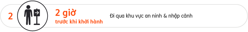 Đi qua cửa an ninh và nhập cảnh 2 giờ trước khi khởi hành