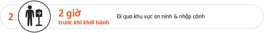 Đi qua cửa an ninh và nhập cảnh 2 giờ trước khi khởi hành